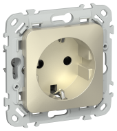 FLITE Розетка с заземлением с защитными шторками безвинтовое крепление 16А РСш11-1-ФлШ шампань IEK, FI-R14-16-1-K37
