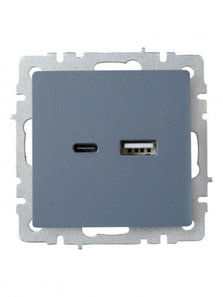IEK BRITE Розетка USB A+C 18Вт РЮ11-1-БрМ маренго IEK, BR-U22-018-K35