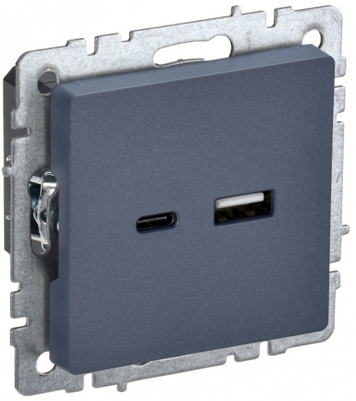 IEK BRITE Розетка USB A+C 18Вт РЮ11-1-БрМ маренго IEK, BR-U22-018-K35