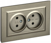 BRITE Розетка 2-местная без заземления без защитных шторок 10А в сборе РС12-2-БрШ шампань , BR-R20-10-K37-F