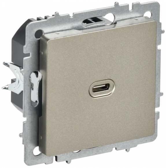 IEK BRITE Розетка USB C 65Вт высокоскоростная зарядка РЮ12-1-БрШ шампань , BR-U13-065-K37