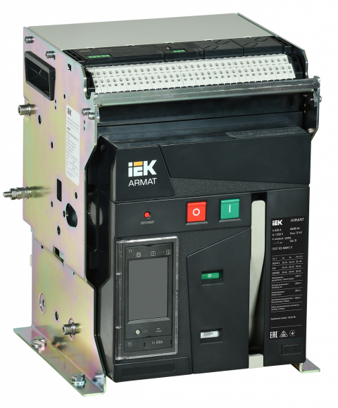 IEK ARMAT AR-A2C TT06 3P F HR Выключатель автоматический воздушный 55кА расцепитель TT 630А 3P стационарный с аксессуарами ~220-240В: реле отключения, реле включения, моторный привод IEK, AR-ACB-3FA-055-0630A-TTCF