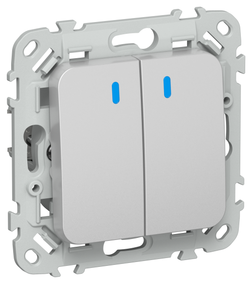 IEK FLITE Выключатель 2-клавишный кнопочный с индикацией 10А ВС12-2-1-ФлА алюминий IEK, FI-V24-1-10-1-K47