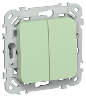 FLITE Выключатель 2-клавишный кнопочный 10А ВС12-2-0-ФлФ фисташковый IEK, FI-V24-0-10-1-K93