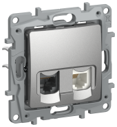 IEKETIKA Розетка двойная RJ11+RJ45 кат.5E UTP 6724521 алюминий IEK