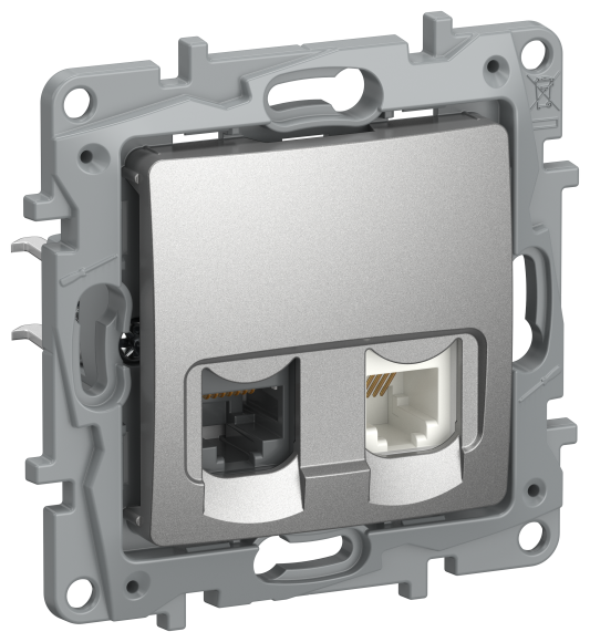 IEK IEKETIKA Розетка двойная RJ11+RJ45 кат.5E UTP 6724521 алюминий IEK