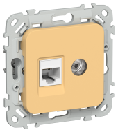 FLITE Розетка 2-местная RJ45/TV категория 5Е UTP РКТВ5е-2-0-ФлЗ золотарник IEK, FI-AK22-1-K90