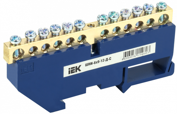 IEK Шина N "ноль" на DIN-изол ШНИ-6х9-12-Д-С IEK, YNN10-69-12D-K07