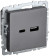 IEK BRITE Розетка USB A+C 18Вт РЮ11-1-БрС сталь IEK, BR-U22-018-K46
