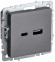 IEK BRITE Розетка USB A+C 18Вт РЮ11-1-БрС сталь IEK, BR-U22-018-K46