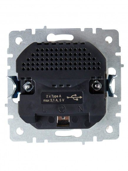 IEK BRITE Розетка 1-местная с заземлением с защитными шторками 16А с USB A+A 5В 3,1А РЮш10-2-БрБ белый , BR-R14-16-U21-D31-K01