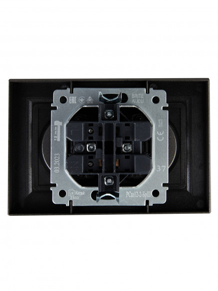 IEK BRITE Розетка 2-местная без заземления с защитными шторками 10А в сборе РСш12-2-БрШ шампань , BR-R23-10-K37-F