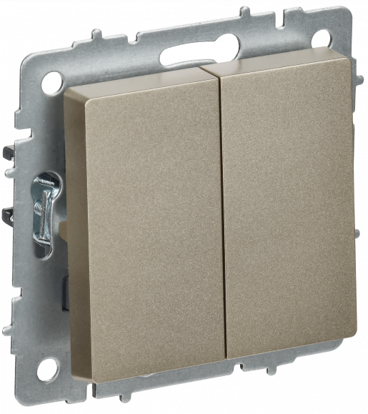IEK BRITE Выключатель 2-клавишный перекрестный 10А ВС10-2-3-БрШ шампань , BR-V23-0-10-K37