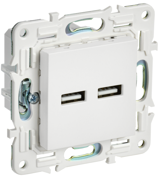 IEK SKANDY Розетка USB A+A 3,1А SK-R15W арктический белый , SK-U21-D31-K01