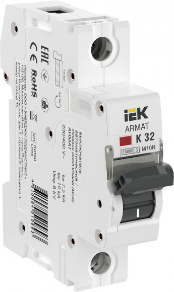 IEK ARMAT Автоматический выключатель M10N 1P K 32А IEK, AR-M10N-1-K032
