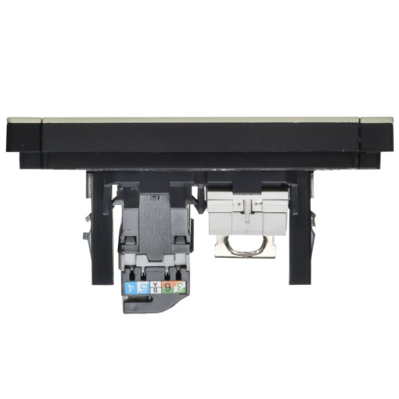IEK FORTE&PIANO Розетка двойная RJ11+RJ45 кат.5E FP835M металл серый сланец IEK, FP-KT20-O-1-M-K41