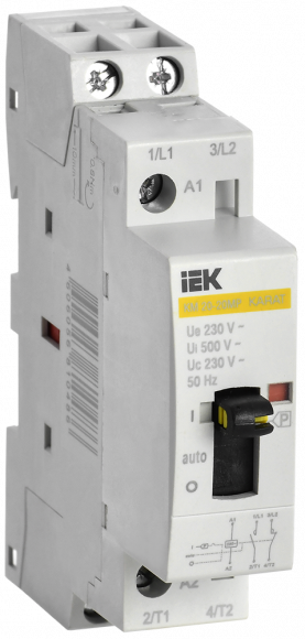 IEK Контактор модульный с ручным управлением КМ20-20МР AC KARAT IEK, MKK12-20-20