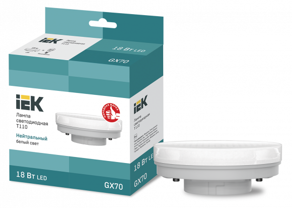 IEK Лампа светодиодная T110 таблетка 18Вт 230В 4000К GX70 IEK, LLE-T110-18-230-40-GX70