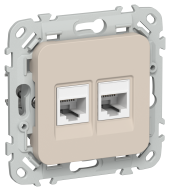 FLITE Розетка 2-местная RJ45/RJ11 категория 5Е/3 UTP РКТ5е/3-2-0-ФлЛ льняной IEK, FI-KT22-1-K88