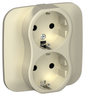 FLITE Розетка 2-местная с заземлением без защитных шторок безвинтовое крепление 16А РС12-1-А-ФлШ шампань IEK, FI-R21A-16-1-K37