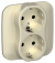 IEK FLITE Розетка 2-местная с заземлением без защитных шторок безвинтовое крепление 16А РС12-1-А-ФлШ шампань IEK, FI-R21A-16-1-K37