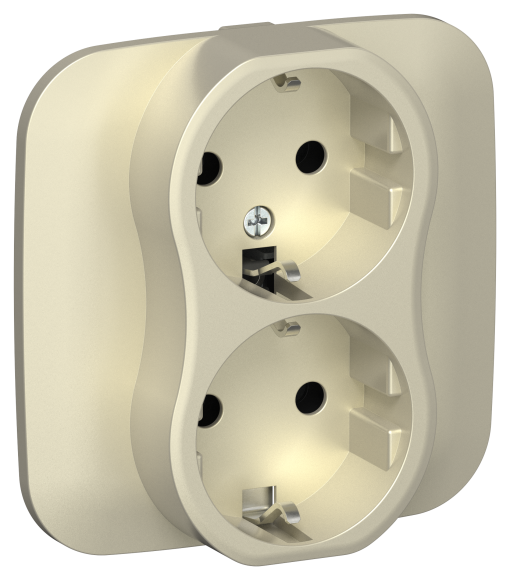 IEK FLITE Розетка 2-местная с заземлением без защитных шторок безвинтовое крепление 16А РС12-1-А-ФлШ шампань IEK, FI-R21A-16-1-K37