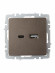 IEK BRITE Розетка USB A+C 18Вт РЮ11-1-БрТБ темная бронза IEK, BR-U22-018-K45