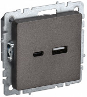 BRITE Розетка USB A+C 18Вт РЮ11-1-БрТБ темная бронза IEK, BR-U22-018-K45