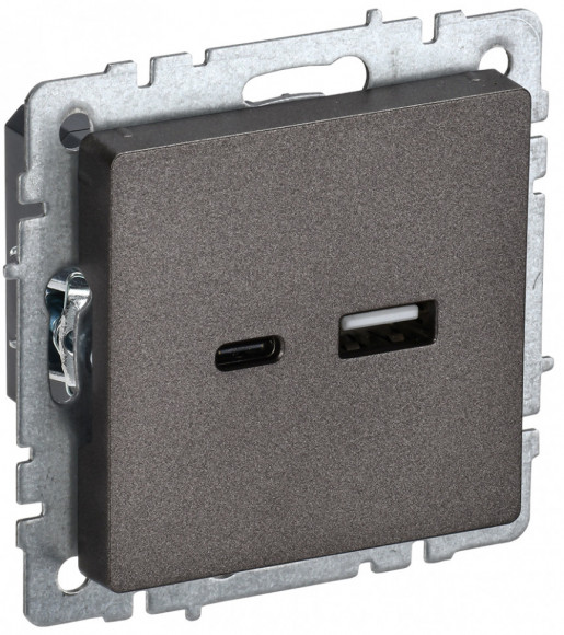 IEK BRITE Розетка USB A+C 18Вт РЮ11-1-БрТБ темная бронза IEK, BR-U22-018-K45