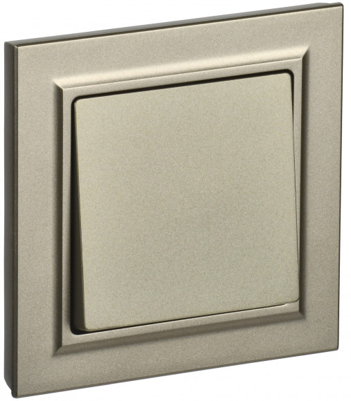 IEK BRITE Выключатель 1-клавишный 10А в сборе ВСР10-1-0-БрШ шампань IEK, BR-V10-0-10-K37-F