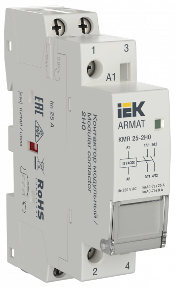 IEK ARMAT Контактор модульный KMR 25А 12В AC/DC 2НО IEK, AR-KMR20-025-20-012