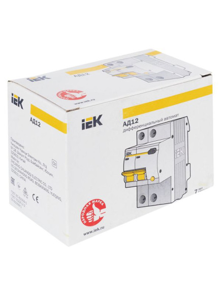 IEK KARAT Дифференциальный автомат АД12 2P 16А 10мА тип AC IEK, MAD10-2-016-C-010