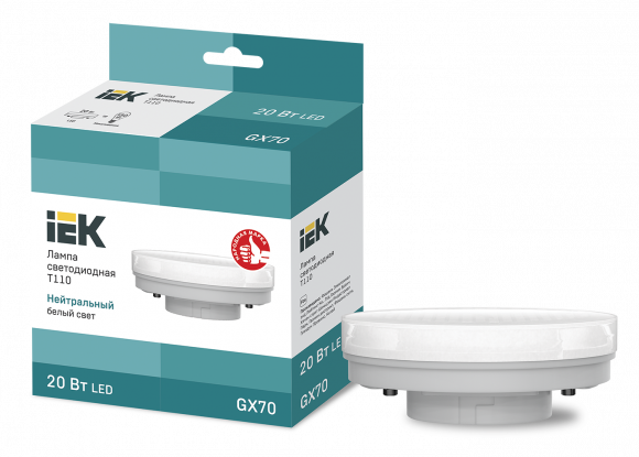 IEK Лампа светодиодная T110 таблетка 20Вт 230В 4000К GX70 IEK, LLE-T110-20-230-40-GX70