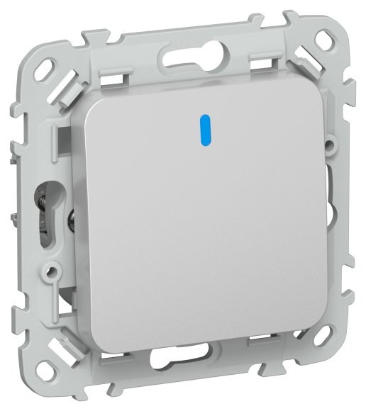 IEK FLITE Выключатель 1-клавишный проходной с индикацией 10А ВС61-1-1-ФлА алюминий IEK, FI-V12-1-10-1-K47