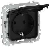 FLITE Розетка с заземлением с защитными шторками и крышкой 16А IP44 РСшкр11-0-44-ФлЧ черный IEK, FI-R16-16-44-K02 FLITE Розетка с заземлением с защитными шторками и крышкой 16А IP44 РСшкр11-0-44-ФлЧ черный IEK, FI-R16-16-44-K02