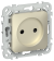 IEK FLITE Розетка без заземления с защитными шторками безвинтовое крепление 10А РСш01-1-ФлШ шампань IEK, FI-R13-10-1-K37