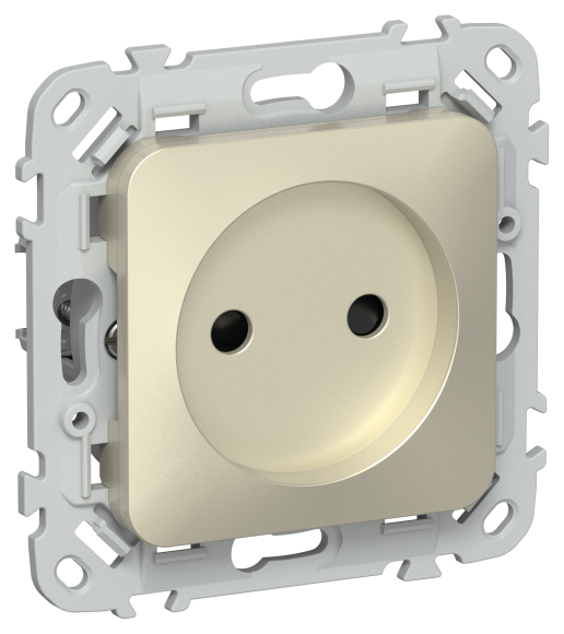 IEK FLITE Розетка без заземления с защитными шторками безвинтовое крепление 10А РСш01-1-ФлШ шампань IEK, FI-R13-10-1-K37