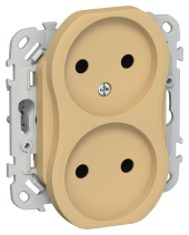 FLITE Розетка 2-местная без заземления без защитных шторок безвинтовое крепление 10А РС02-1-ФлШм шамуа IEK, FI-R20-10-1-K89