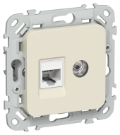 FLITE Розетка 2-местная RJ45/TV категория 5Е UTP РКТВ5е-2-0-ФлСл сливочный IEK, FI-AK22-1-K86