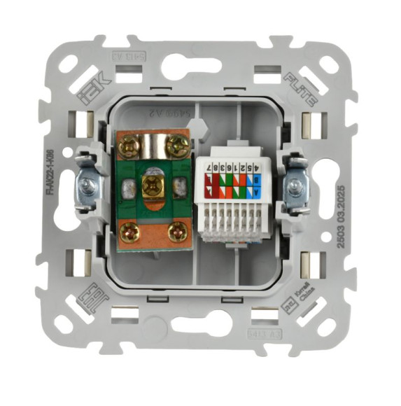 IEK FLITE Розетка 2-местная RJ45/TV категория 5Е UTP РКТВ5е-2-0-ФлСл сливочный IEK, FI-AK22-1-K86