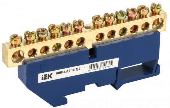 IEK Шина N "ноль" на DIN-изол ШНИ-8х12-12-Д-С IEK, YNN10-812-12D-K07