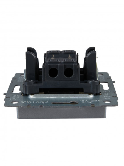 IEK BRITE Выключатель 1-клавишный 10А ВС10-1-0-БрА алюминий , BR-V10-0-10-K47