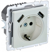 BRITE Розетка 1-местная с заземлением с защитными шторками 16А с USB A+A 5В 3,1А РЮш10-2-БрЖ жемчуг IEK, BR-R14-16-U21-D31-K36 BRITE Розетка 1-местная с заземлением с защитными шторками 16А с USB A+A 5В 3,1А РЮш10-2-БрЖ жемчуг IEK, BR-R14-16-U21-D31-K36