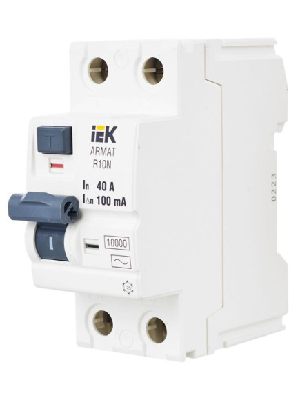 IEK ARMAT Выключатель дифференциального тока R10N 2P 40А 100мА тип AC IEK, AR-R10N-2-040C100