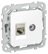 FLITE Розетка 2-местная RJ45/TV категория 6 STP РКТВ6-2-1-ФлБ белый IEK, FI-AK21-2-K01 FLITE Розетка 2-местная RJ45/TV категория 6 STP РКТВ6-2-1-ФлБ белый IEK, FI-AK21-2-K01