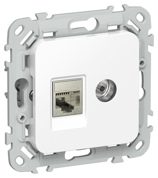 IEK FLITE Розетка 2-местная RJ45/TV категория 6 STP РКТВ6-2-1-ФлБ белый IEK, FI-AK21-2-K01