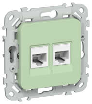 FLITE Розетка 2-местная компьютерная RJ45 категория 5Е UTP РК5е-2-0-ФлФ фисташковый IEK, FI-K22-1-K93
