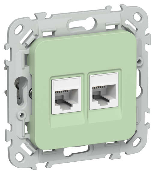 IEK FLITE Розетка 2-местная компьютерная RJ45 категория 5Е UTP РК5е-2-0-ФлФ фисташковый IEK, FI-K22-1-K93