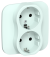 IEK FLITE Розетка 2-местная с заземлением без защитных шторок безвинтовое крепление 16А РС12-1-А-ФлХЛ холодный лед IEK, FI-R21A-16-1-K94