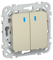 FLITE Выключатель 2-клавишный с индикацией 10А ВС12-1-1-ФлШ шампань IEK, FI-V20-1-10-1-K37